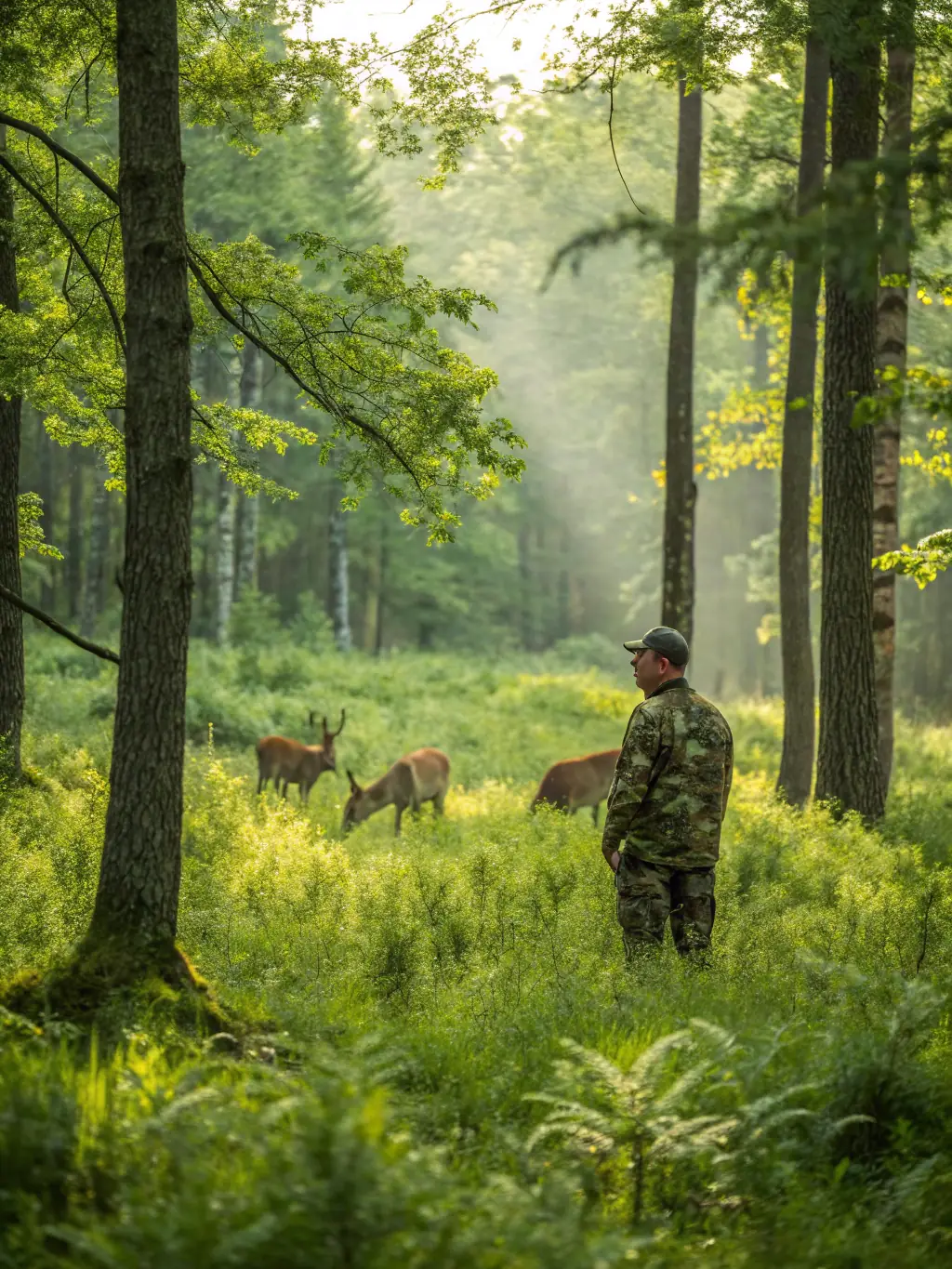 A vibrant image of conservationists releasing young wildlife into a lush natural habitat, symbolizing renewal and ecological harmony.